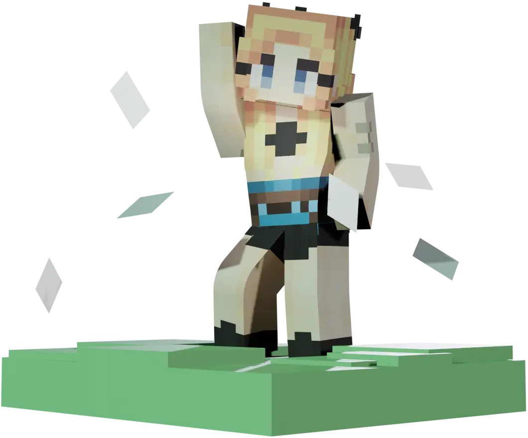 Minecraft girl throwing votes happily